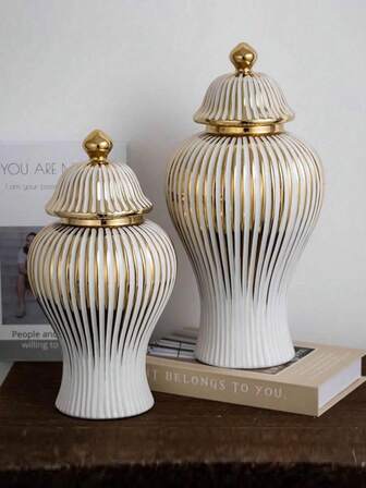 1 pieza Jarrón de cerámica de lujo europeo, decoración del hogar para la sala de estar, el vestíbulo, la casa de exposición, adorno de sobremesa para hotel