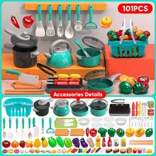 Kids Kitchen Playset, Suitable For Boys And Girls, Includes Cooking, Stir-Frying, Cutting Vegetables And Other Kitchen Utensils, As Well As Musical Simulated Tableware