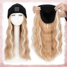 18 Inch/45 Cm Long Wave Wig With Synthetic Wig Soft Wig To Add Volume And Length Warm Twist Cold-Proof Curly Wig Beanie Hat With Hair Connection Women Knitted Beanie Wig Winter Warm Hat Hair Women Girls - Multicolor - View 8