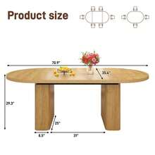 70.8 Inch Dining Table For 6, Modern Farmhouse Rectangular Kitchen Table With Waterproof Wood Tabletop, Sturdy Wood Base With Foot Pads For Dining Room, Kitchen, Living Room - Natural - View 3