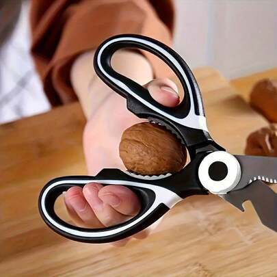 1pc Multi-Functional Kitchen Scissors: Sharp & Durable Tool For Cutting Meat/Vegetables, Cracking Walnuts & Opening Bottles – Ideal For Home Cooking & Daily Kitchen Tasks