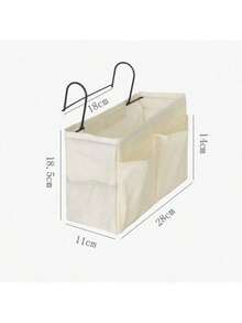 Bedside Hanging Storage Caddy, Dorm Bed Organiser With Hooks For Books, Remote Controls & Small Bedroom Essentials - White - View 12