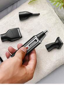 Kemei 科美KM-6630四合一电动鼻毛修剪器男士鼻耳清洁器修容套装，USB充电式胡须/鬓角修剪器，男士面部护理套装，胡须剃须刀清洁脱毛器，便携式剃须刀套装，理发器