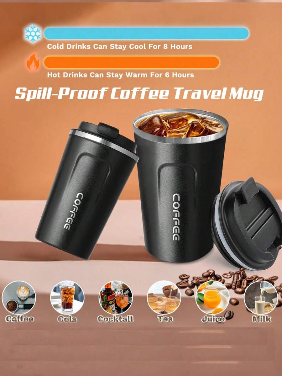 304 Stainless Steel Vacuum Insulated Liner, Long-Lasting Thermal Insulation, Leak-Proof Design, One-Hand Grip For Carrying Aromatic Coffee In Your Busy Daily Life