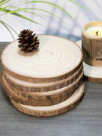 2pcs Natural Wooden Rings, Rustic Wooden Slices Suitable For Center Decor, Wedding, Party, DIY, Crafts, Wooden Decoration