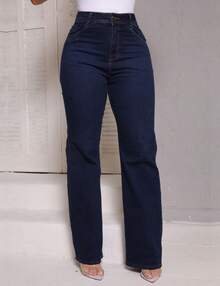 Women's Wide Leg Jeans, High Waist, Marbled, Wide Leg, Premium, Sophisticated, Comfortable, Elegant - 藍色 - 查看 13