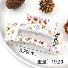 1pc Christmas Hair Clip, Patterned Claw Clip, New Reindeer & Snowman Print Funny Hair Clip, Women Holiday Bun Hair Claw, Random Print Hair Accessory, Christmas Headpiece, Christmas Costume Prop - Multicolor - View 4