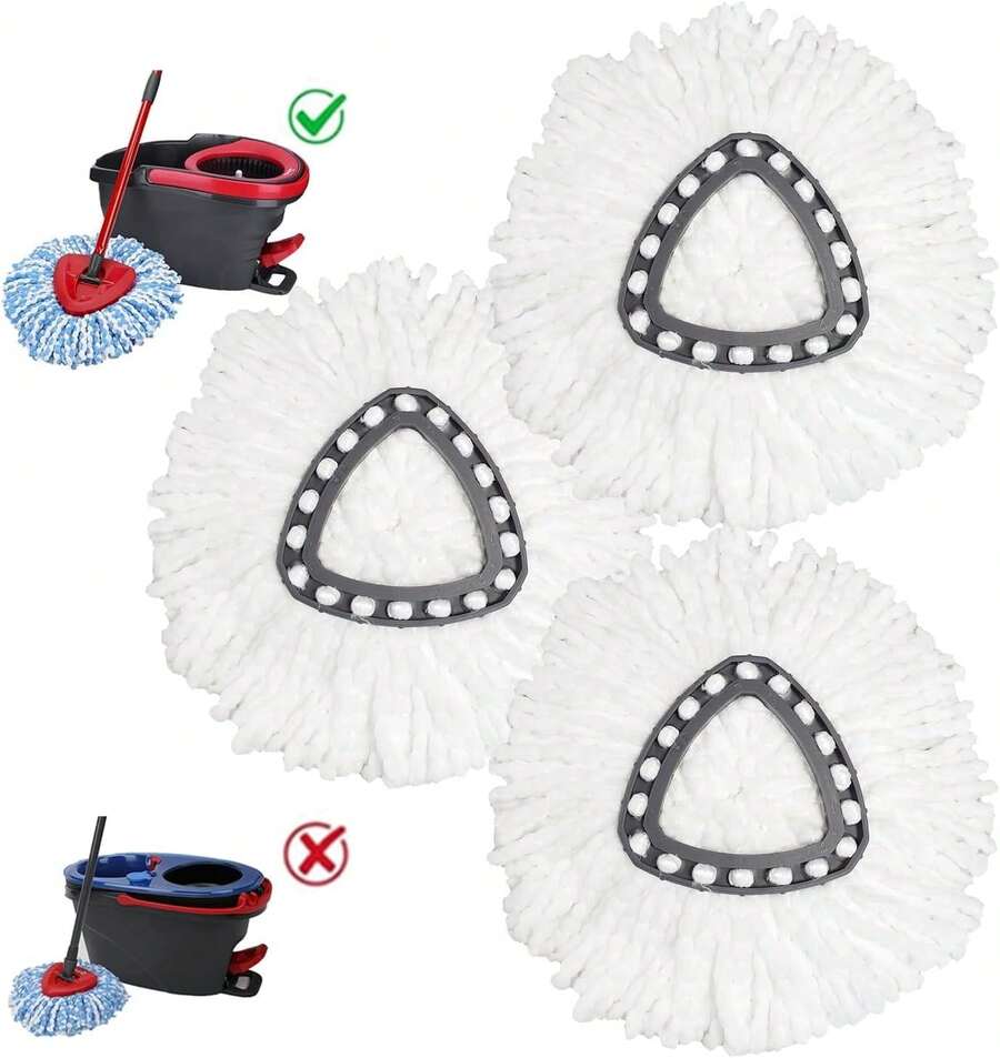 Mop Replacement Heads For O-Ceda Mop Replace Head EasyWrin Spin Mop Heads Replacements, Microfiber Spin Mop Refills, Easy Cleaning Mop Head Replacement (White-3 Mop Heads) - 白色 - 查看 1