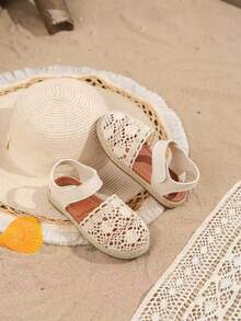 1 Pair Closed Toe Hook And Loop Thick Sole Fashion Beach/Holiday Princess Style Girls Sandals - Apricot - View 3
