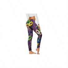 Mardi Gras - Leggings Mardi Gras para mujer, con mscara de Mardi Gras para adultos, mallas con estampado de mscara de fantasa - Verde + 2XL - Ver 3