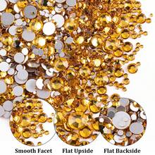 Two Packs Of Flatback Rhinestones 4520 Pcs Colorful Nail Art Rhinestones Flatback Crystal Colorful+Transparent White Rhinestone With Picker Pencil And Tweezer For Nail Art And Decoration - 35 One Pack of Golden Yellow - 查看 3