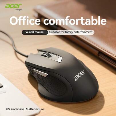  Chuột có dây Acer OMW313, Điều chỉnh DPI 4 mức 800/1200/2400/3200, Chuột máy tính USB có nút bên hông, Chiều dài cáp 152,4cm, 6 nút, 3200 DPI, Tương thích với máy tính xách tay, iMac, Máy tính để bàn