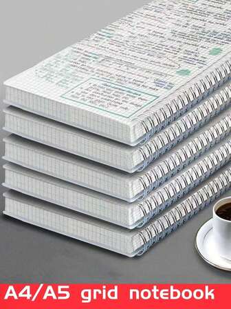1pc A4/A5 Grid Spiral Notebook - Thick Page Notepad, Suitable For Note-Taking/Study/Work (Durable Spiral Binding)