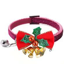 1件圣诞猫项圈，带可调节可拆卸蝴蝶结铃铛，网格雪花圣诞宠物用品，适合圣诞猫咪配饰