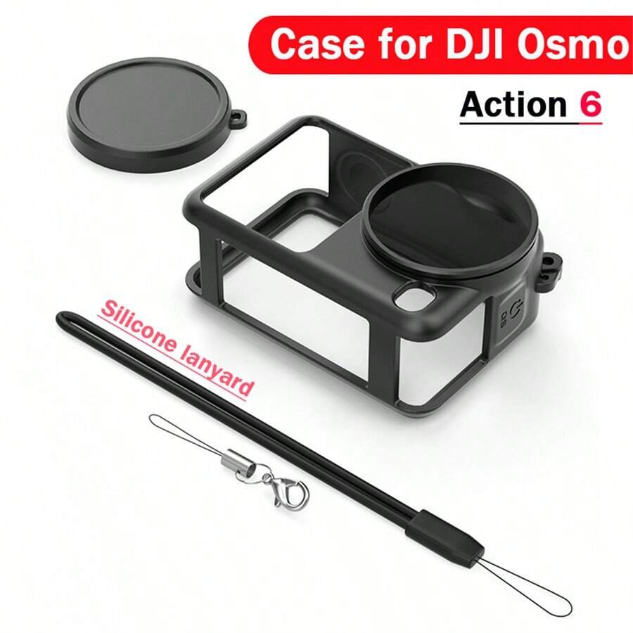 适用于 Osmo Action 5 Pro 4 3 6 的硅胶保护套，带镜头保护盖，适用于 Osmo Action 6 5pro，防刮擦保护套，相机配件