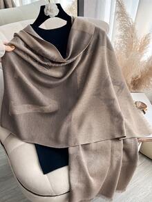 1pc Elegant Clover Patchwork Pattern Jacquard Gold Thread Scarf, Women's Fashion Versatile Air-Conditioned Room Shawl, Suitable For Spring/Autumn Outerwear, Sunscreen, Decoration