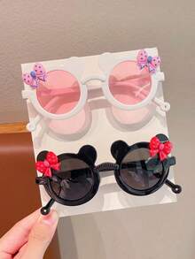 2/3pcs Kids Cute Bear & Bow Eyeglasses Frame, Children Fashion Glasses, Card Display Only, Shipping Not Included