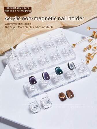 BAOSHIMAN Magnetfritt absorberande kattögon-nagelkonstställ, transparent akryl nagelträningsplatta, lämplig för nagelkonstövning i salonger och hemmafixare