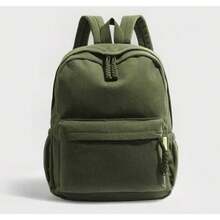 Stylish Small Velvet Backpack For Women With Zipper 6034--20 - Army Green - View 2