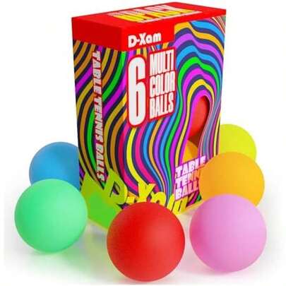 D-Xam 6 Pack Colored Ping Pong Balls 40mm Table Tennis Ball, Plastic Ping Pong Balls For Games, Arts, Party, School Activities, Pet Toys, Teacher Must Have