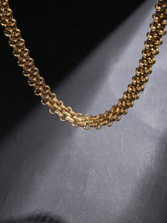 1 pieza Collar de hombre, estilo metálico exagerado, collar de cadena corta con cierre OT grueso de acero inoxidable, accesorio de moda para uso diario