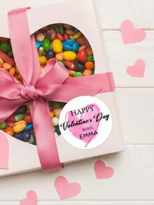 1-108pcs Personalized Custom Stickers - Valentine's Day Decorative Stickers With Heart Patterns, Name & Photo Customization, Waterproof Vinyl Labels For Dessert Decor, Candy Packaging, Anniversary, Wedding, Cute Romantic Gifts For Him, Her, Boyfriend, Girlfriend, Couple, Ideal For Valentine's Day - White - View 3