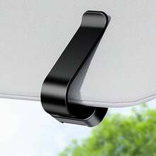 Visor Sunglass Holder, Bracket with Double Clip Attachment, Interior Ticket Organizer with Compact Grip Design, Car Accessory Automotive Van Sedan Women Men, Travel Road Trip Daily - Negro - Ver 7
