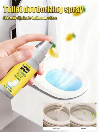 Odświeżacz powietrza w sprayu do toalet o zapachu cytryny, odświeżacz powietrza do toalet, środek czyszczący i zapachowy do łazienki, długotrwała świeżość, odpowiedni do toalet, odpływów, podłóg, legowisk dla zwierząt, koszy na śmieci itp.