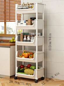 1pc Fashionable Thick Small Push Cart Style Home Storage Rack, Multi-Functional Multi-Layer Living Room Snack Rack, Mobile Kitchen Fruit & Vegetable Organizer Rack, Ideal For Holiday Gatherings, Suitable For Christmas, Thanksgiving, New Year And Valentine's Day, Practical And Elegant - Multicolor - View 10