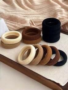 10PCS Mixed Color Thick And Thick High Elastic Rubber Band, High Ponytail Towel Loop, Suitable For Hair (Random Color), Ponytail Fixator, Elastic,Hair Elastics ,Scrunchies ,Hair Rope ,Elastic Hair Tie Elastic Band - Multicolor - View 2