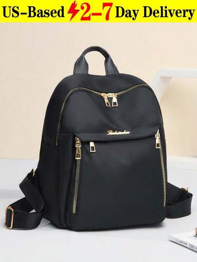 Mochila Grande Casual Versátil De Hombro Acolchada Con Un Color Sólido Para Mujeres, Estilo Preppy De Moda Mochilas Ligeras Y Duraderas Impermeables, Bolsa Clásica Para La Escuela, Bolsa Portátil Con Múltiples Compartimentos Para Exteriores, Viajes Y Suministros Escolares Para Estudiantes