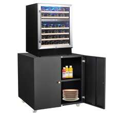 23.6 Pulgadas Negro Soporte Móvil para Mini Nevera con 4 Ruedas, 2 Puertas y Estante de Almacenamiento para Dormitorio y Oficina - Negro - Ver 4