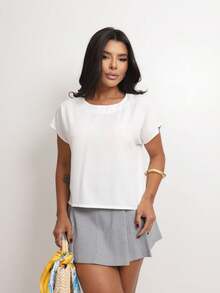 Basic Cropped Top With Perfect Fit, Factory Price - Get Yours Now! - Blanco - Ver 4