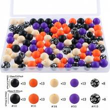 120pcs/Box, 12mm/15mm Printed Silicone Beads And Solid Color Beads Mixed, Suitable For DIY Handicrafts, Bead Pens, Bag Decoration Pendants, Etc - Multicolor - View 20