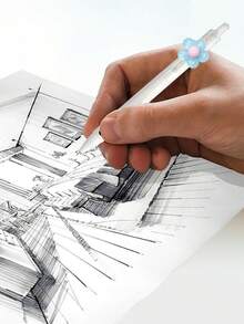 قلم جل شفاف بتصميم زهرة ملون للربيع بسمك 0.5 مم، مناسب للمكاتب والمدارس والمستشفيات والممرضات والأطباء والدفاتر والرسم والتصميم الداخلي والهدايا للأصدقاء والعائلة والمعلمين وهدايا المناسبات والعودة للمدرسة - الأسود - مشاهدة 2