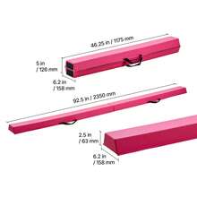 Barra de equilibrio de gimnasia plegable de 2,4 m para niños con bolsa de transporte para el hogar, color rosa - Rosa - Ver 10