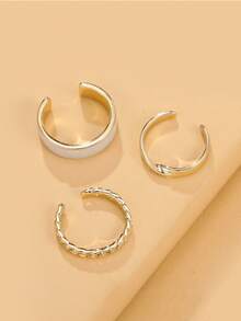 RINTOLER Set Cincin Berongga Modis dan Personalisasi 3 Buah, Set Cincin Asimetris Bergaya Cocok untuk Perjalanan Sehari-hari Wanita, Cocok untuk Liburan, Hadiah Ulang Tahun, Serbaguna - MultiWarna - View 3