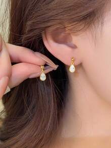 GAGAFEEL 1 par de pendientes de plata de ley 925 con colgante de gota de agua y circonita, elegantes y de moda, para mujer, regalos de joyería para el Día de San Valentín, joyería de uso diario