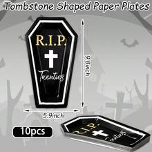 10/20/40个装 30岁生日派对纸盘，“ Twentys”（告别二十岁）纸盘，“Death To My 20s”（告别我的二十岁）一次性纸盘，黑白棺材形“”纸盘，适用于30岁生日派对装饰、餐具 - 黑色 - 查看 8