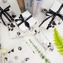 50*35cm Papel de seda semi-transparente con lindo estampado de huellas de pata en blanco y negro, papel decorativo minimalista con estampado de huellas de animales, papel de regalo para fiestas de cumpleaños, envoltura de regalo para el Día de San Valentín, material de papel para manualidades y decoración del hogar, suministros de embalaje para decoración del hogar, papel de seda impreso, adecuado para decoración del hogar y manualidades - Multicolor - Ver 9