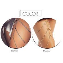 性感腿部饰品，多层爪链，性感大腿链，水钻大腿链，脚链，脚镯 - 彩色 - 查看 5