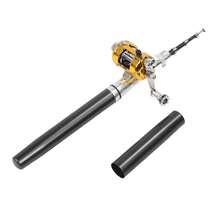 Canna da pesca tascabile portatile a forma di penna - Canna da pesca compatta con mulinello per uso esterno - nero - Visualizzare 11
