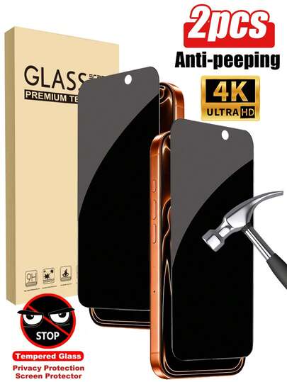 2 stuks privacy-screenprotectors compatibel met iPhone 17/16/16e/15/14/13/13 Pro/12/11/17Pro Max/17 Air/16 Pro Max/15 Pro Max/14 Pro/Plus/Mini/X/XR/XS Max/9H+ gehard glasfolie, compatibel met Dynamic Island, krasbestendig, volledige dekking, anti-kijkbescherming