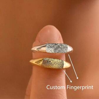 1 Pc Elegant Stainless Steel Custom Eyes Pictures Engraving Finger Print Rectangle Signet Ring, For Daily Wear , Dog Nose Print Ring , Personalized Eyes Photo Engraved Statement Ring ,Actual Fingerprint Ring, Teacher Christmas Valentines Day Anniversary Gifts