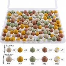 120pcs/Box, 12mm/15mm Printed Silicone Beads And Solid Color Beads Mixed, Suitable For DIY Handicrafts, Bead Pens, Bag Decoration Pendants, Etc - Multicolor - View 11