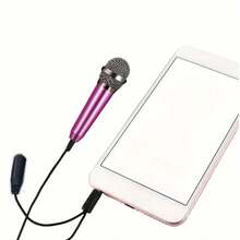 1 件迷你 3.5 毫米立体声录音室录音麦克风，铝合金材质，适用于智能手机，无需电池，便携小巧，高品质音频，防噪音，用途广泛，外观时尚，材质耐用，即插即用，适用于录音和播客，便携式唱歌麦克风，适用于语音录制、采访、卡拉 OK - 彩色 - 查看 8