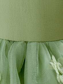 Baby Girls 0-2 Years Old White Christening Gown, Cap Sleeve Little Dress Suitable For Role Play Party - Green - View 6