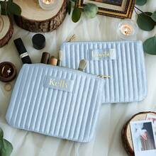 Personalized Christmas Gift: Name-Embroidered Cosmetic Bag Ideal For Bridesmaid Gifts, Wedding Favors, Travel Toiletry Bags, Makeup Bags, Ladies' Birthday Presents, And Mother's Day Gifts-Perfect As Wedding Day Gifts Or Thoughtful Presents For Mothers And Family During The Holidays.