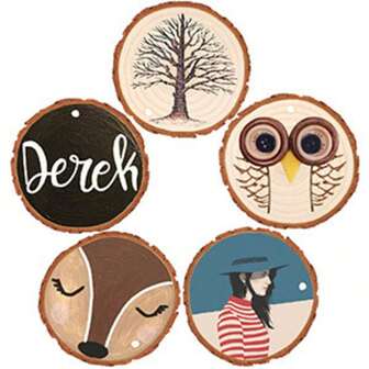 Rebanadas de madera redondas naturales, kit de manualidades de madera con agujeros perforados previamente, círculos de madera para arte, posavasos, decoraciones rústicas para bodas y navidad hechas a mano, kit de manualidades de madera sin terminar, rebanadas de árbol con corteza, discos de tronco para manualidades, decoraciones para fiestas, banquetes y bodas rústicas