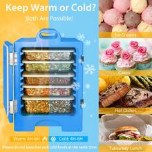 COSTWAY End-Loading Insulated Food Pan Carrier Hot & Cold 5 Food Pan Capacity With Handles - 藍色 - 查看 6